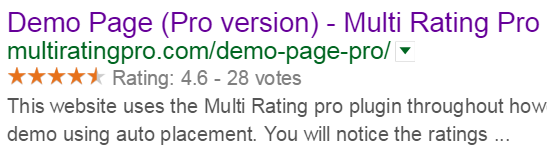 Google SERP rich snippets preview using Multi Rating Pro plugin