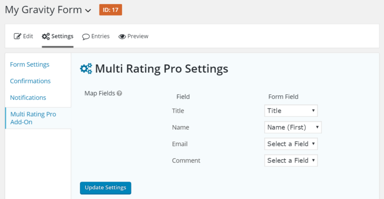 You can map fields to Multi Rating Pro review fields including title, name, e-mail and comment.Therefore the review fields are displayed alongside the rating entry details as per normal.